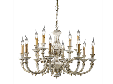 WINDSOR 888/8+4-091 - Antique white and gold chandelier by Possoni Illuminazione - view 2